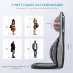 Shiatsu Massagesitzauflage mit Wärme 3D-Knetmassage Rollenmassage 3 Intensitätsstufen 15-Minuten-Timer für Nacken Rücken Schultern