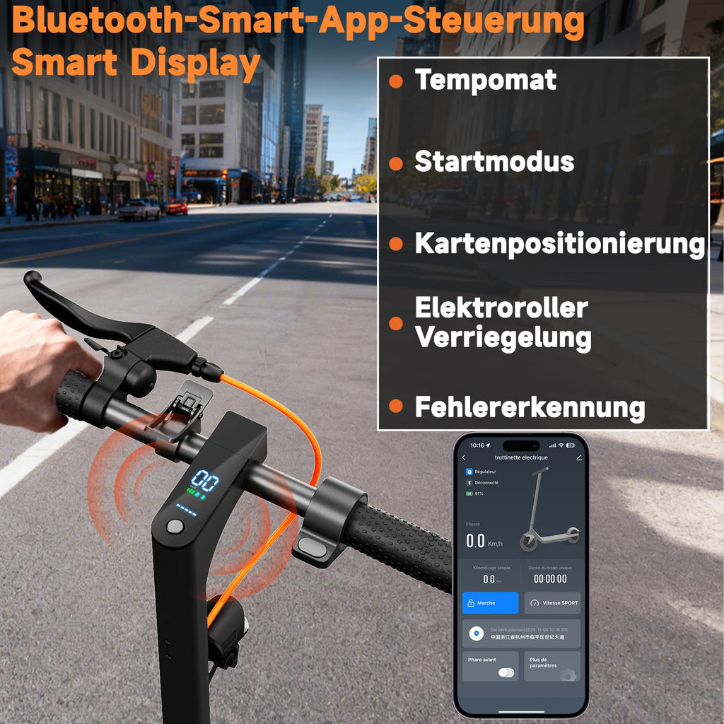 E-Scooter mit Straßenzulassung ABE S3 500 W 35 km Reichweite 20 km/h App-Steuerung 8,5 Zoll Vollgummireifen