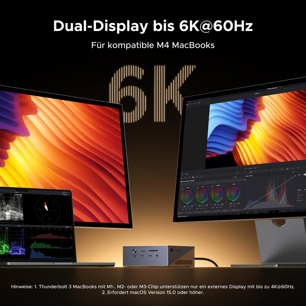 Thunderbolt 5 Dock 17-in-1 mit M.2 NVMe SSD Gehäuse bis 8TB 120Gbps Single 8K Dual 6K 140W PD 2.5GbE Ethernet