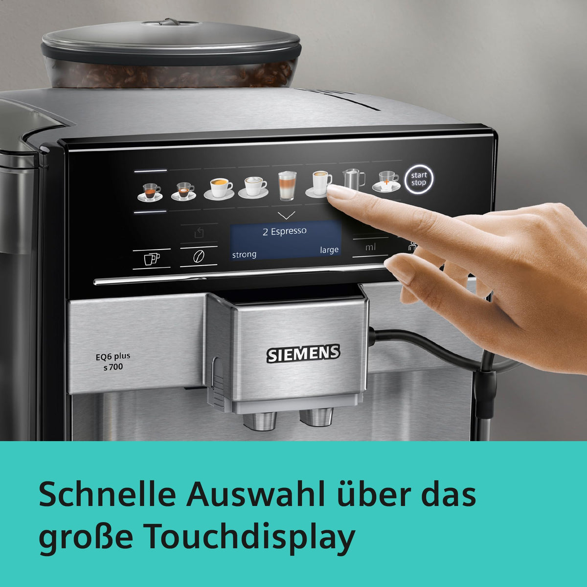 Kaffeevollautomat EQ6 plus s700 TE657503DE mit Milchsystem 12 Getränke Touchdisplay Keramikmahlwerk 1,7 l
