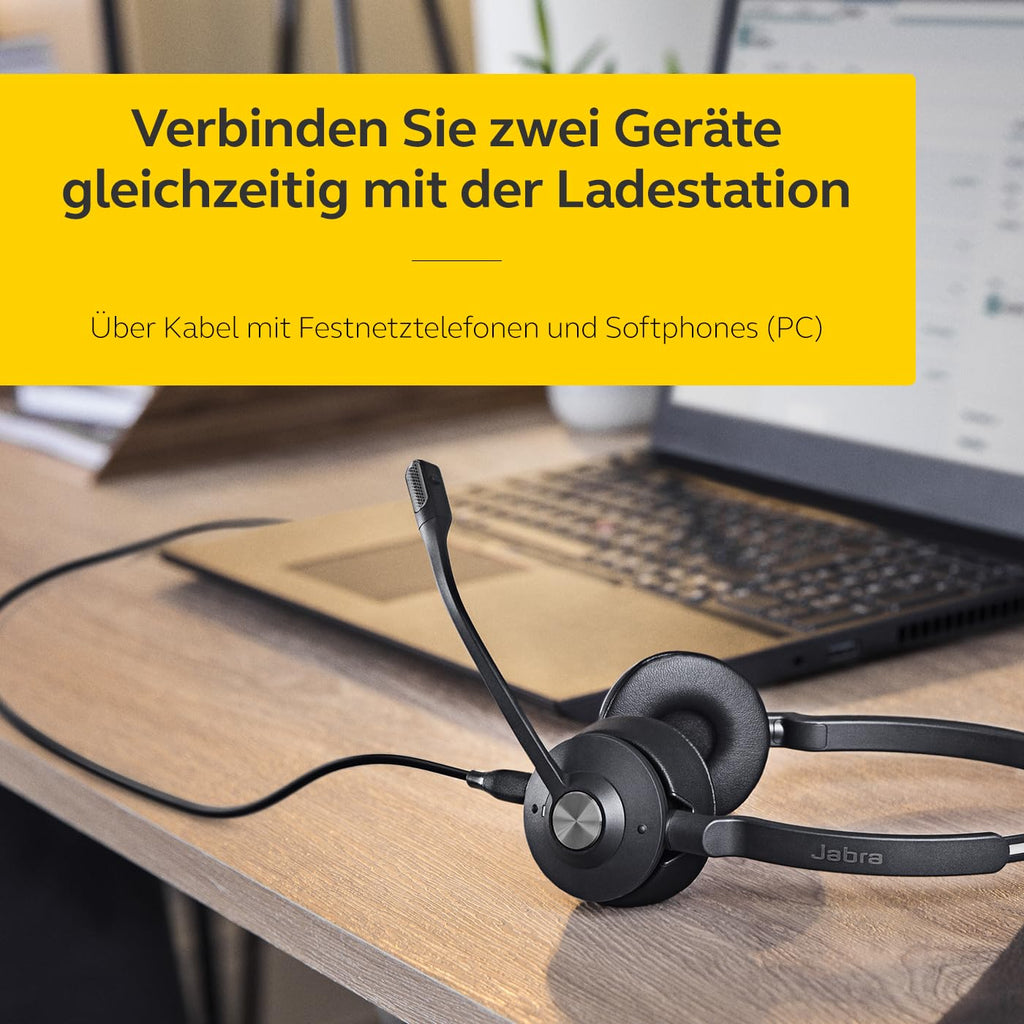 Schnurloses DECT Stereo Headset Engage 65 SE für professionelle Anrufe 13 Std. Akku 150 m Reichweite USB-C Basisstation