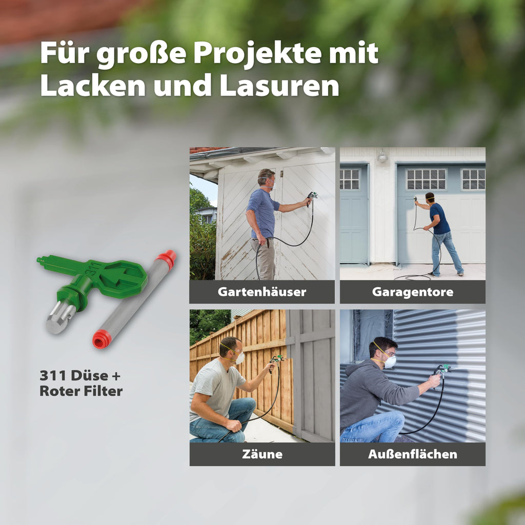 Airless Farbsprühsystem Control Pro 250 M 110 Bar mit 9 m Schlauch und Airlesspistole für Wandfarben Lacke und Lasuren