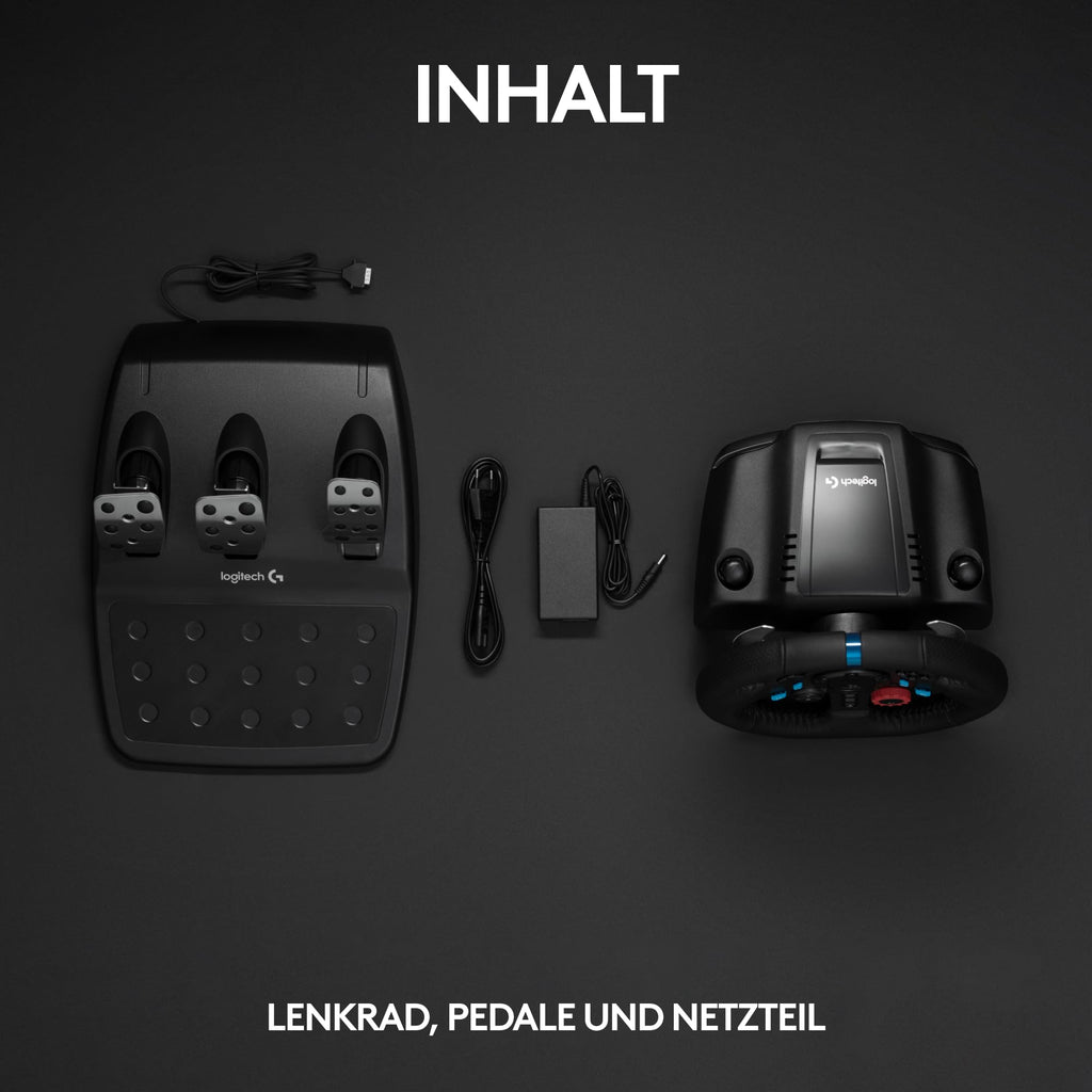 Gaming Rennlenkrad G29 mit 900° Lenkbereich Force Feedback Edelstahlpedalen und Leder-Lenkrad für PS5 PS4 PC Mac