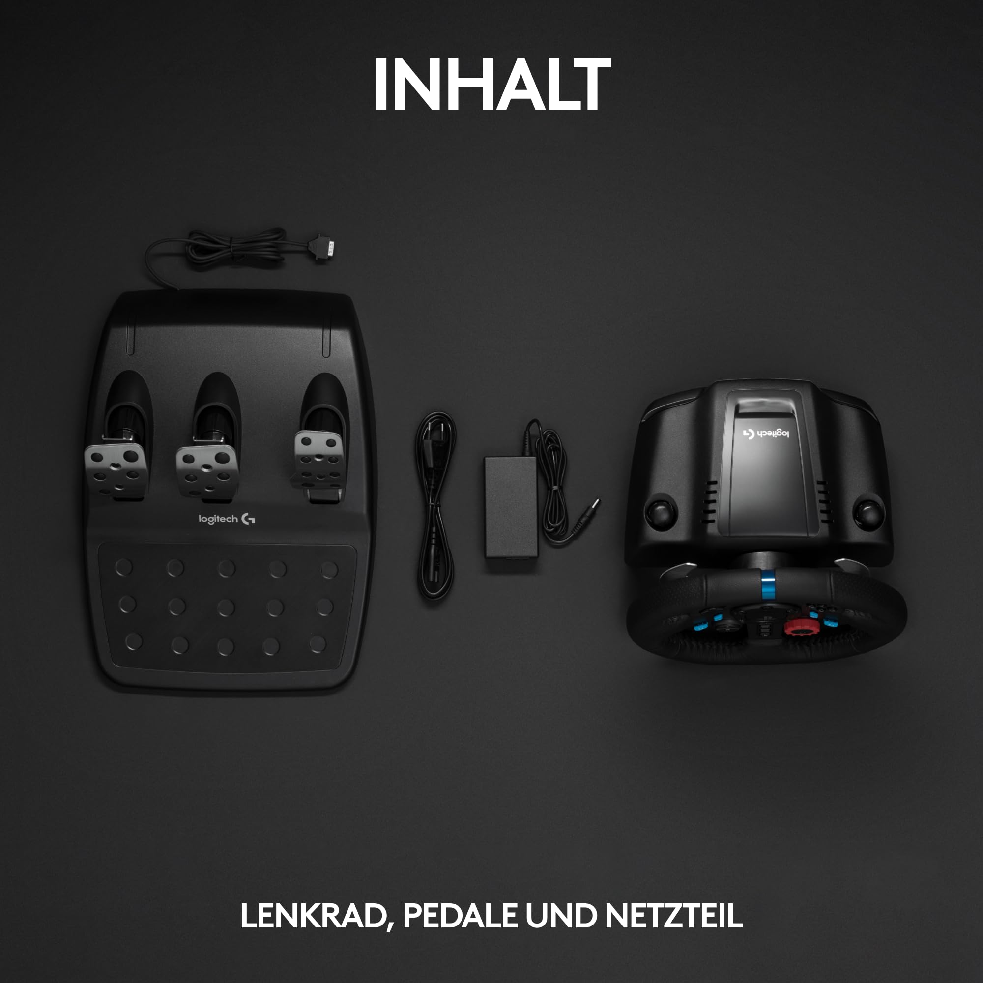 Gaming Rennlenkrad G29 mit 900° Lenkbereich Force Feedback Edelstahlpedalen und Leder-Lenkrad für PS5 PS4 PC Mac