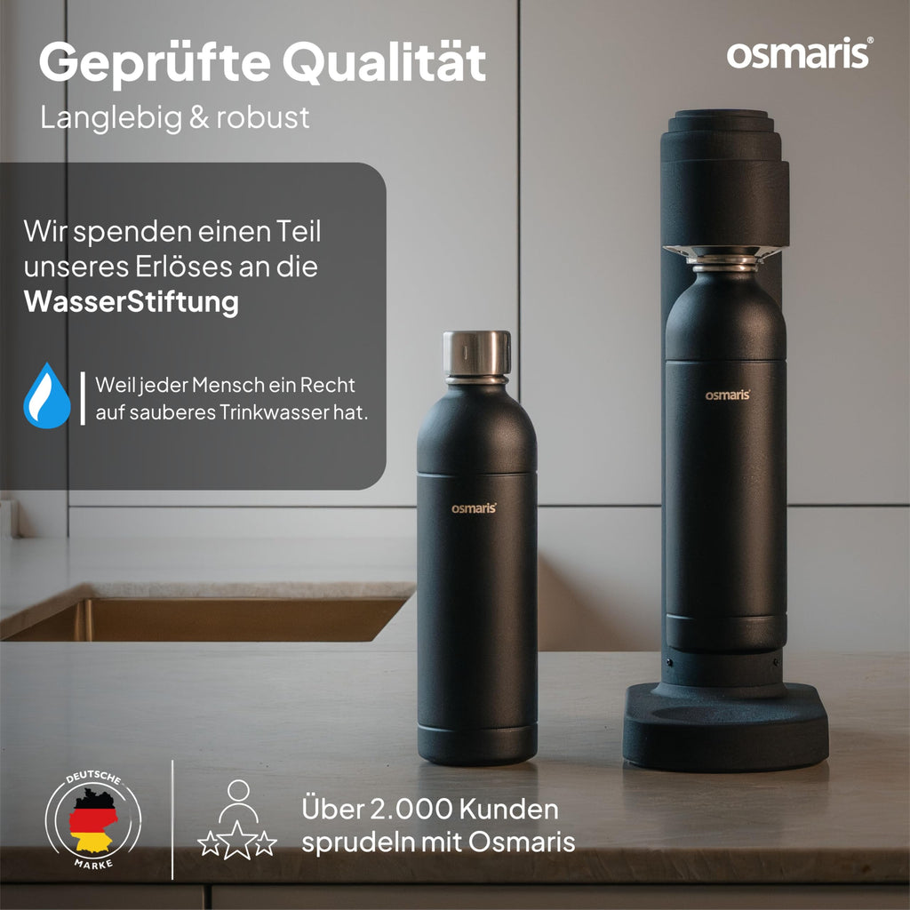 Wassersprudler Edelstahl Sparkle One mit 2x 1,1 L Edelstahlflaschen Druckablassventil