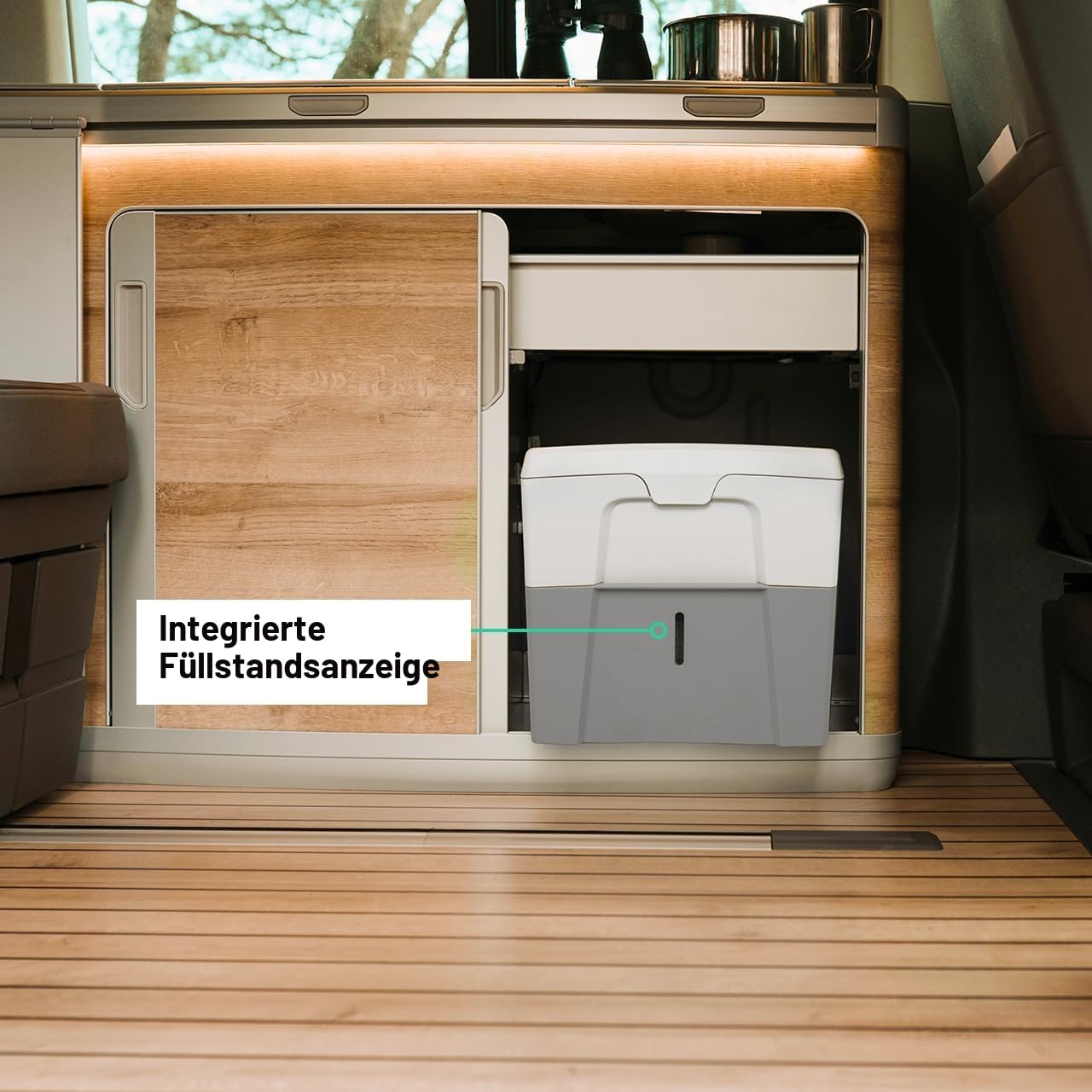 Mobile Trockentrenntoilette WandaGO P1 höhenverstellbar 31–44 cm 150 kg 6,5 L + 4,6 L Grau