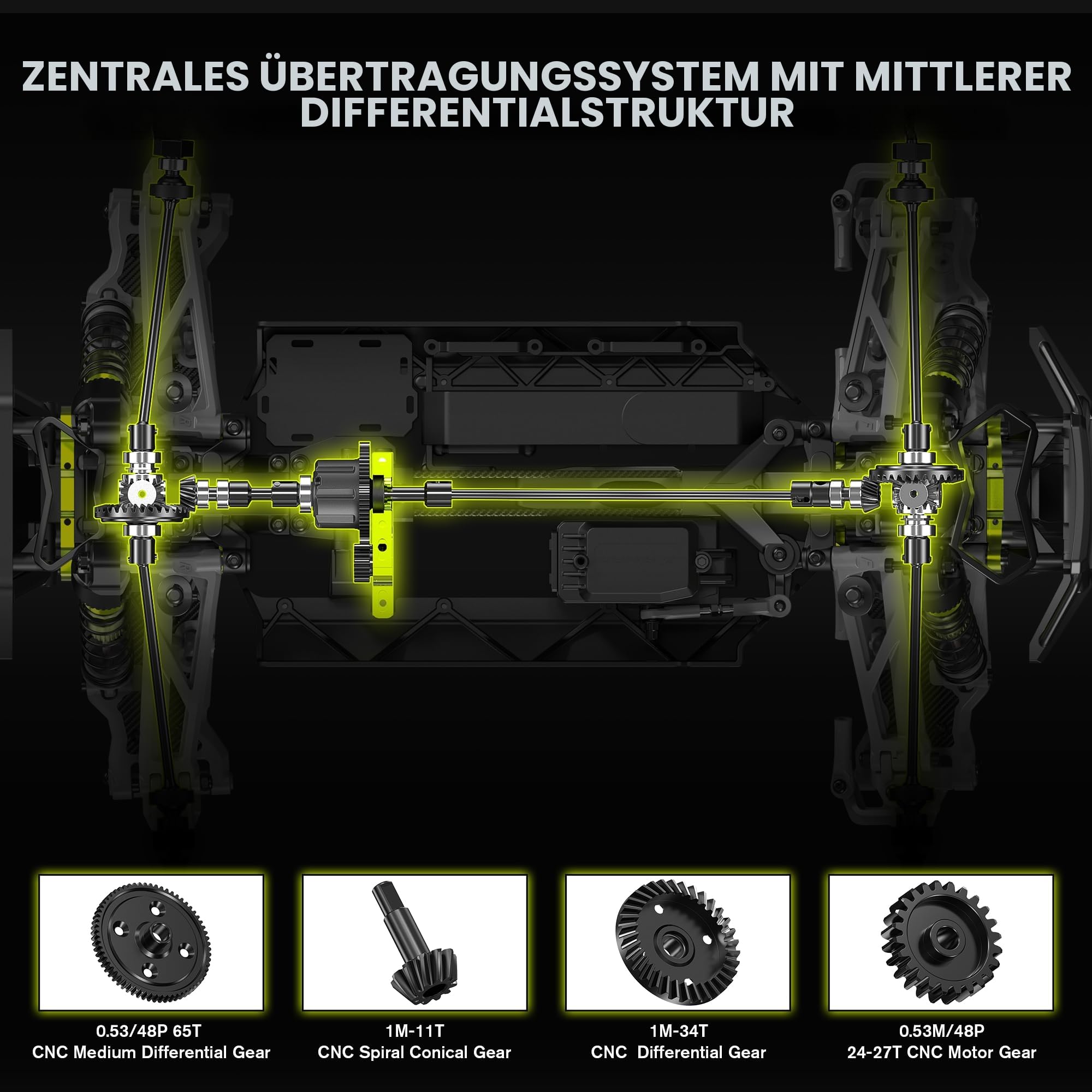Brushless RC Monster Truck 1:10 4WD bis 50 km/h All-Terrain wasserdicht mit Carbonfaser und Fernsteuerung