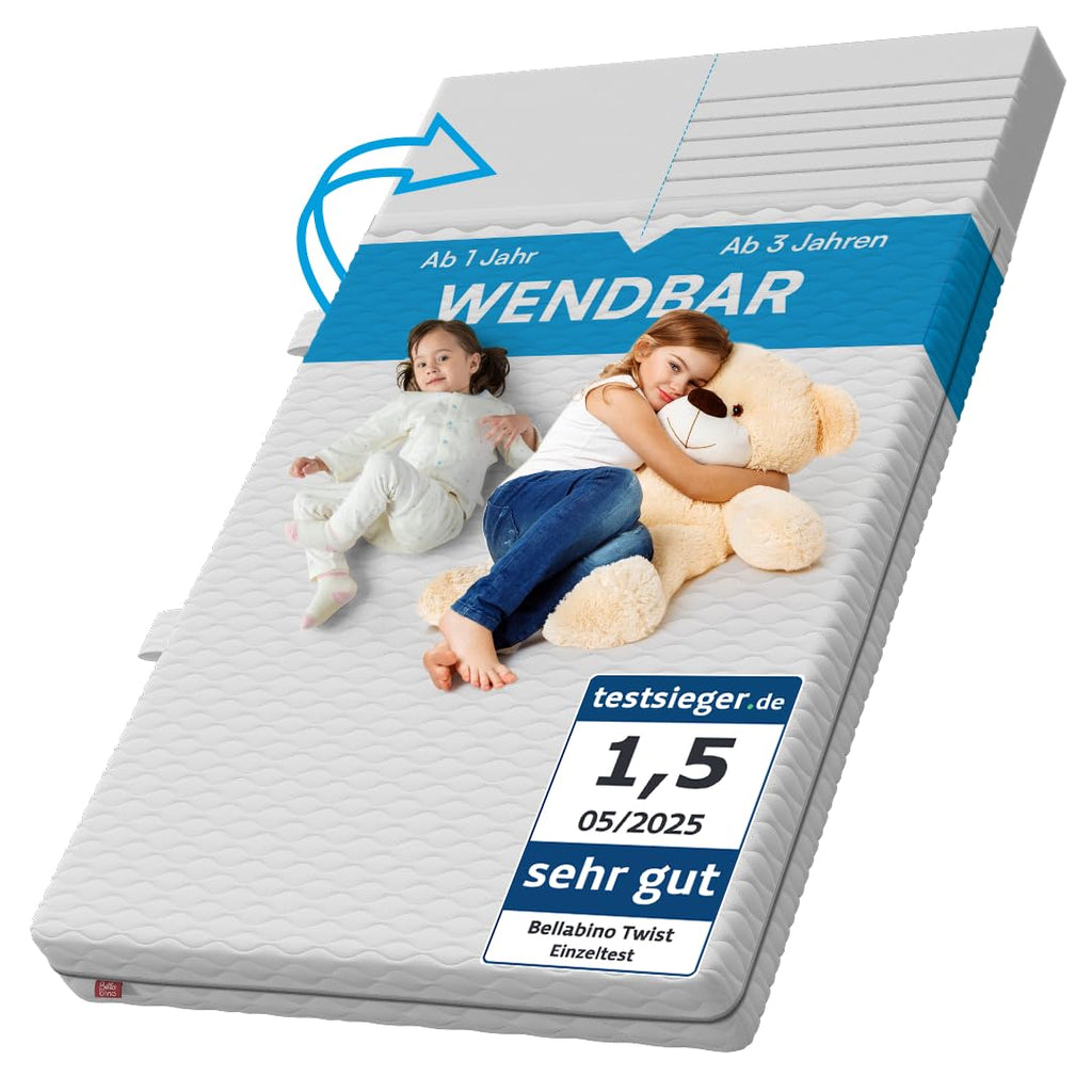 Kindermatratze Twist 140x200 cm 7 Zonen Kaltschaummatratze 15 cm Wendbar H1 H2 Waschbarer Bezug