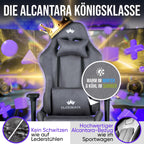 Gaming Stuhl ergonomisch mit Fußstütze 150 kg 4D Armlehnen Memory Foam Silent Wheels Anthrazit
