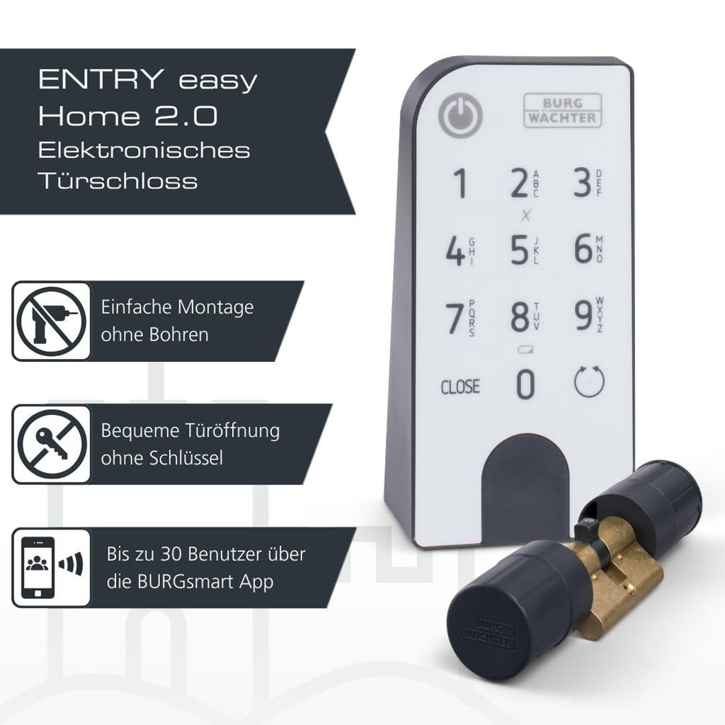 Elektronisches Türschloss Entry Home 2.0 mit Zahlencode App und Funkschlüssel inklusive Zylinder