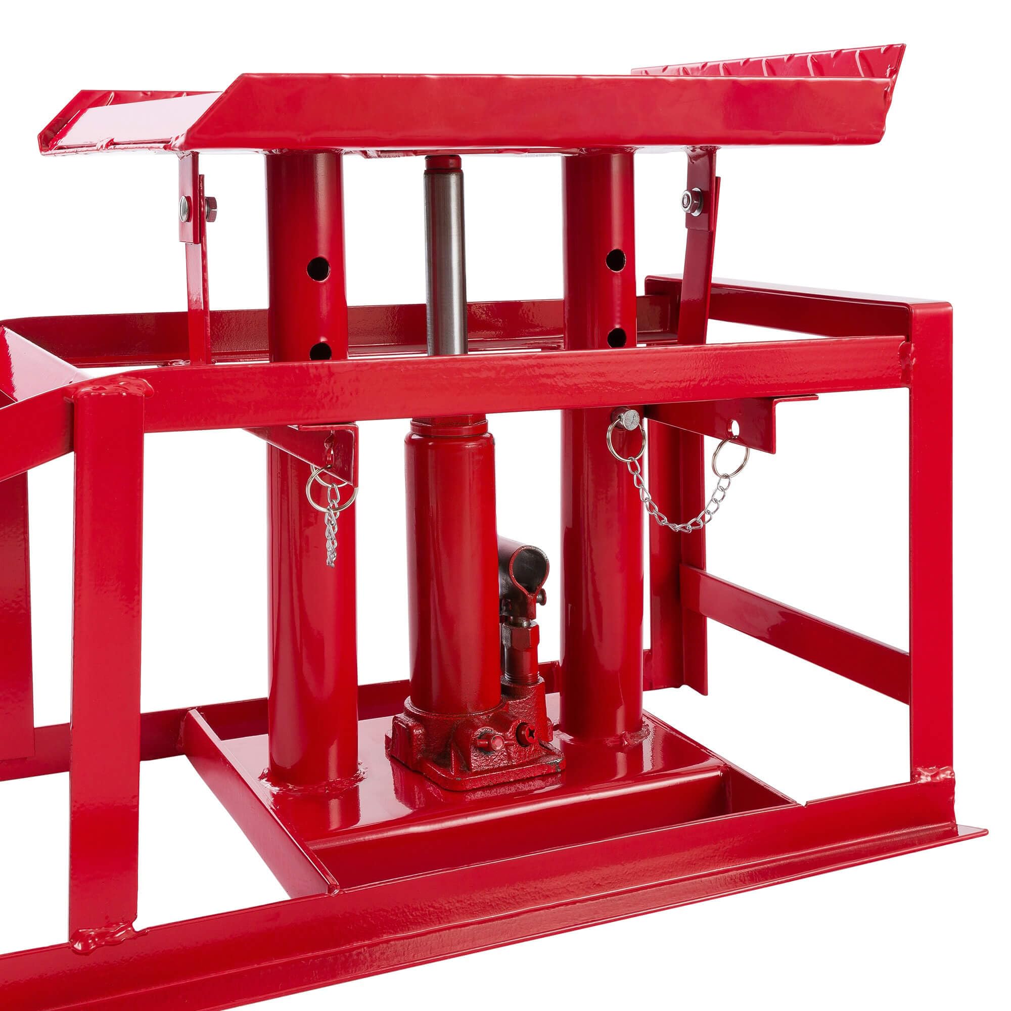 Auffahrrampen mit hydraulischem Wagenheber 2 t höhenverstellbar 290–375 mm Reifenbreite bis 257 mm Stahlkonstruktion
