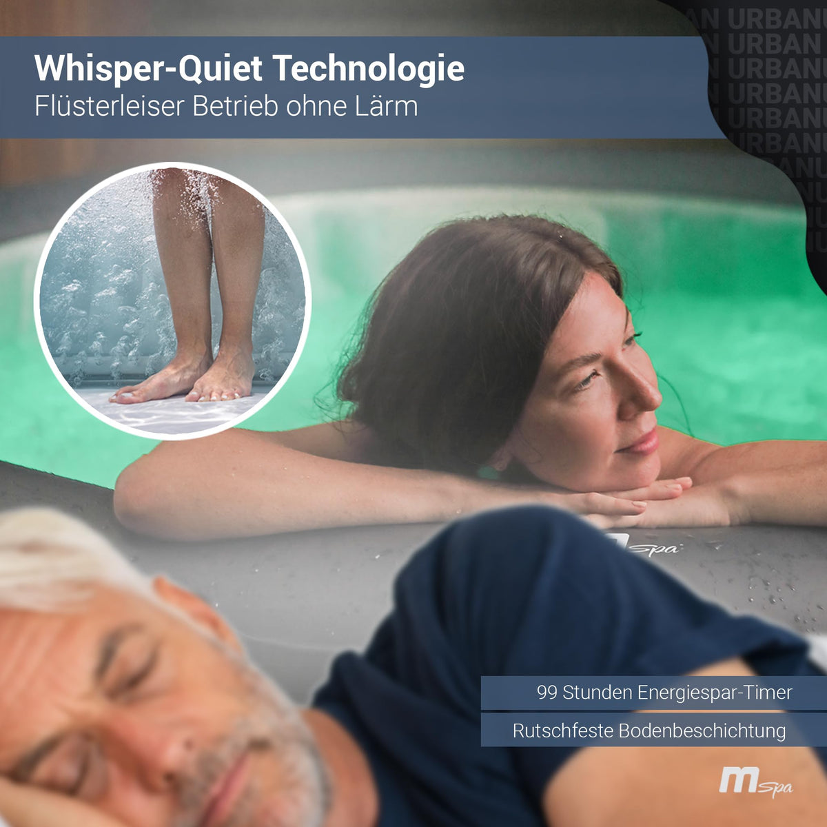 Aufblasbarer Whirlpool Aurora für 6 Personen Ø 204 x 70 cm 138 Massagedüsen RGB-LED-Beleuchtung