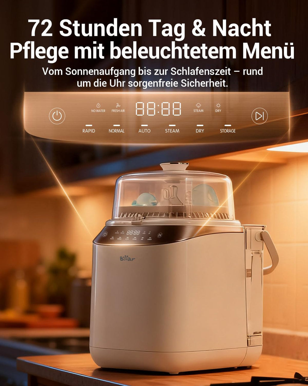 Bottle Washer Pro Automatischer Flaschenreiniger Sterilisator und Trockner für Babyflaschen 5 Modi 72 Stunden Aufbewahrung 90 Reinigungstabletten