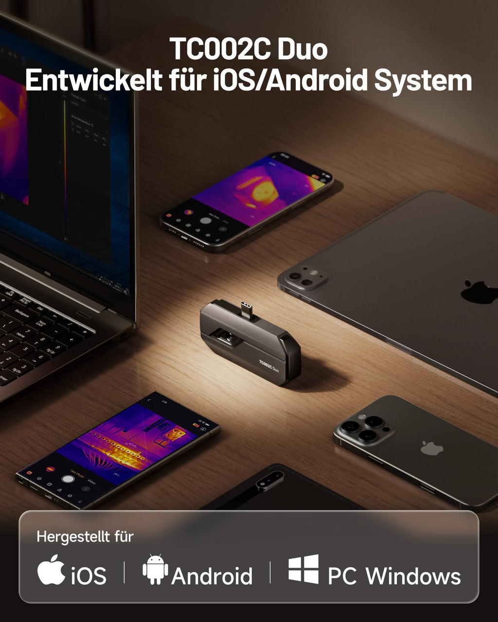 Wärmebildkamera TC002C Duo 512 x 384 25 Hz 40 mK USB-C für Android iOS mit Infrarotkamera