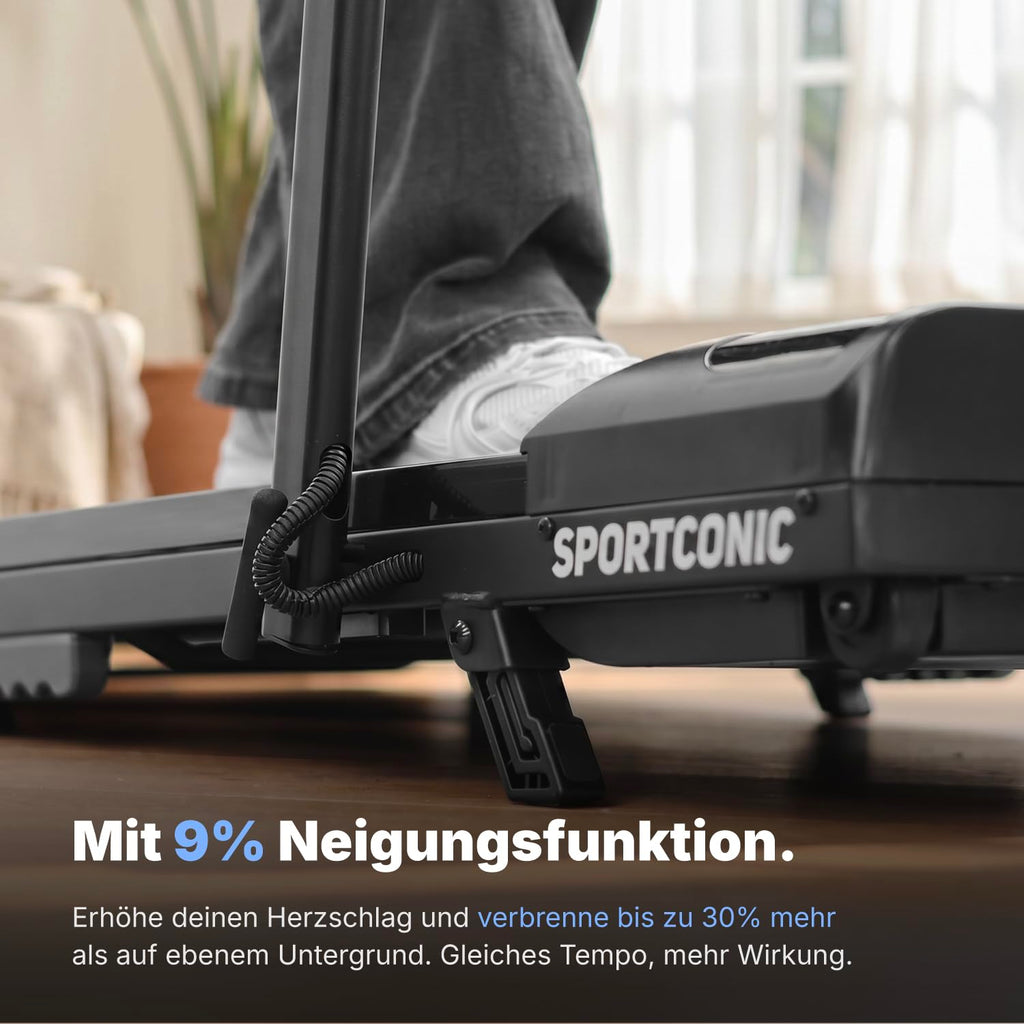 Laufband elektrisch klappbar P106FA 1–12 km/h mit 9 % Steigung LED-Display Tablet-Halterung für Gehen und Laufen