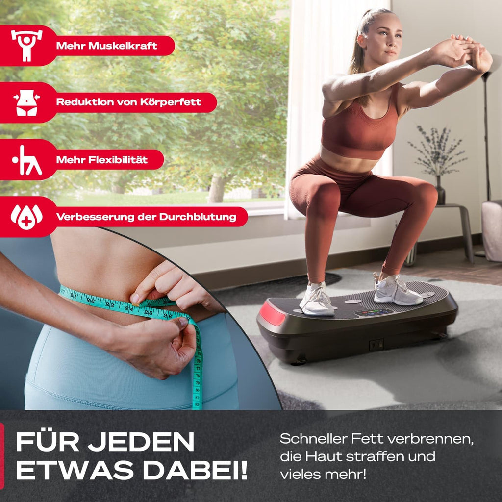 4D-Vibrationsplatte VP400 bis 40 Hz mit 3 Trainingsmodi Bluetooth Lautsprecher Touch-Display und 120 kg Belastbarkeit