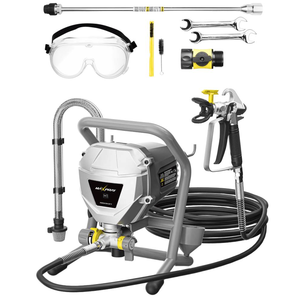 Airless Farbspritzgerät MaXpray M1 38 L für Innen- und Außenanstriche mit 12 Zoll Düsenverlängerung und Reinigungsset