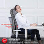 Shiatsu Massagesitzauflage mit Wärme 3D-Knetmassage Rollenmassage 3 Intensitätsstufen 15-Minuten-Timer für Nacken Rücken Schultern