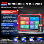 OBD2 Diagnosegerät K8 PRO Bluetooth 8 Zoll Vollsystemdiagnose bidirektionale Steuerung ECU Codierung CAN FD DOIP