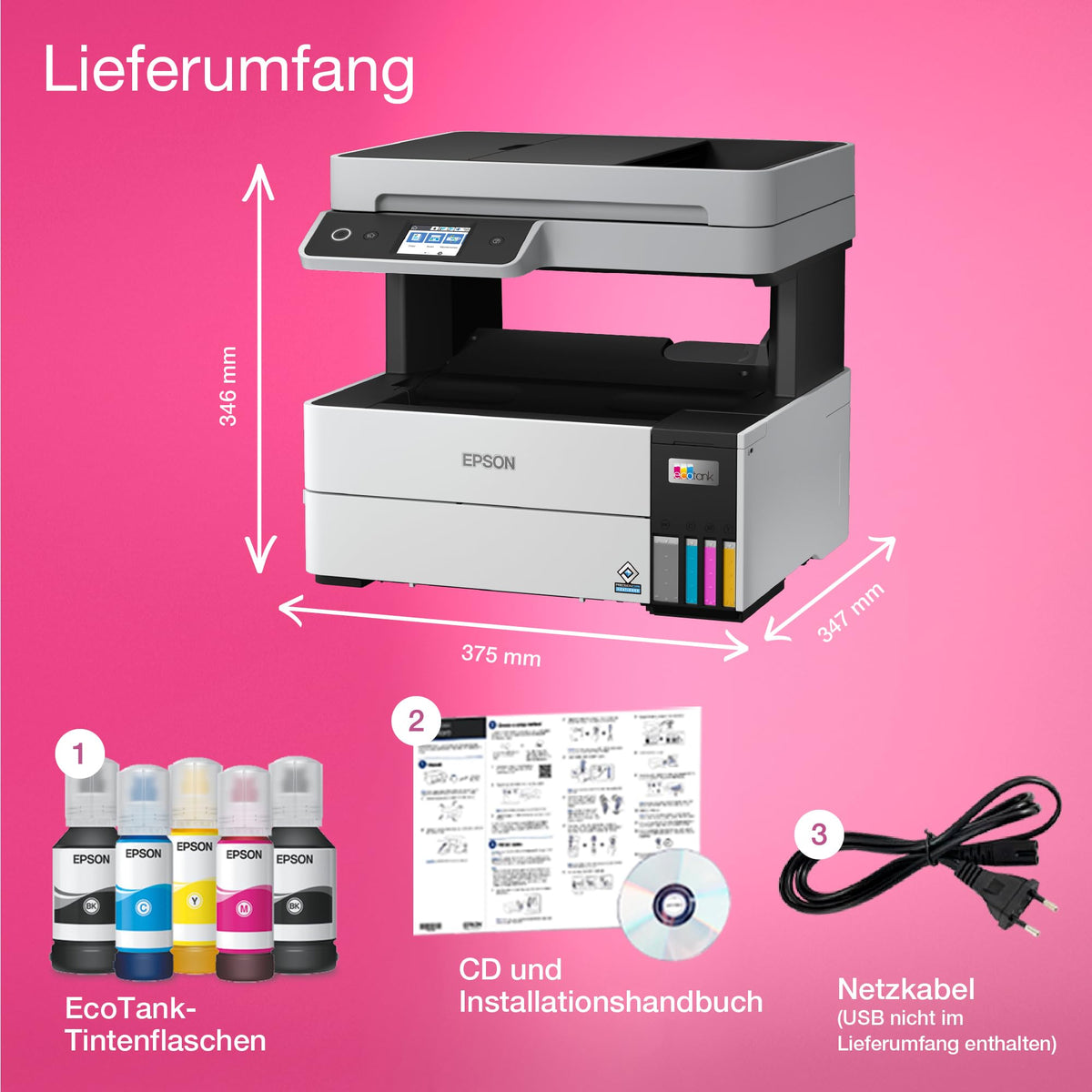Tintentank-Multifunktionsdrucker EcoTank ET-5150 A4 WLAN Ethernet Duplexdruck 4800 x 1200 dpi 250 Blatt 35 Blatt Dokumenteneinzug