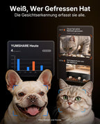 Automatischer Katzen Futterautomat YumShare Dual-Hopper 5 L mit Kamera Gesichtserkennung Doppelbehälter WLAN App Steuerung