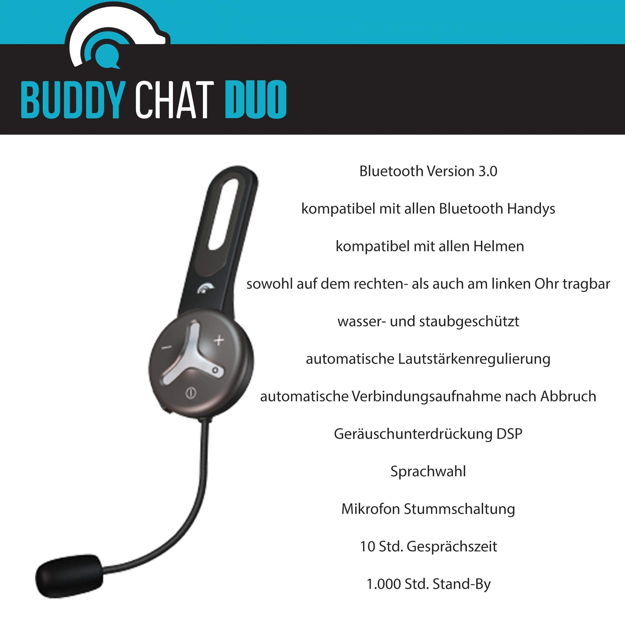Bluetooth Helm Headset Duo 2er Set Intercom Gegensprechanlage DSP Geräuschunterdrückung 1000 m Freisprechanlage Fahrrad Ski Arbeit