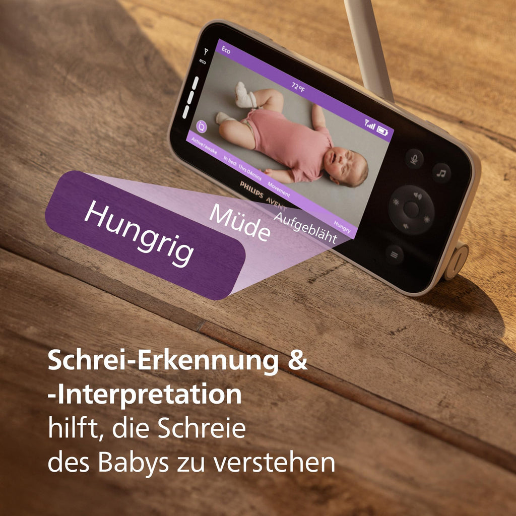 Babyphone mit App 1080p HD Kamera Schlaf- und Atemtracking KI Schreierkennung Wandhalterung Wi-Fi 400 m Reichweite