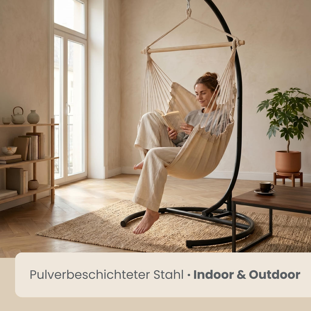 Hängesessel Gestell freistehend Stahl bis 150 kg für Hängestuhl Hängesitz Indoor Outdoor Balkon Terrasse Garten
