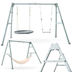 Doppelschaukel ZEST SWING HYP2014 mit Stahlgestell bis 180 kg mit Schaukel Storchennest und Hängematte