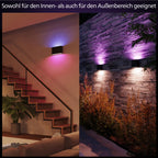 LED Wandleuchte Dymera 10 W 1500 lm IP44 Schwarz mit Farbwechsel und Sprachsteuerung für Innen- und Außenbereich