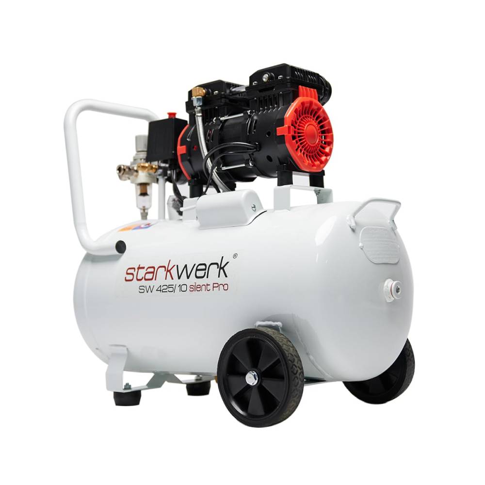 Druckluftkompressor SW 425/10 Pro ölfrei 1100 W 10 Bar 50 L Kessel 69 dB mit Druckminderer und Wasserabscheider