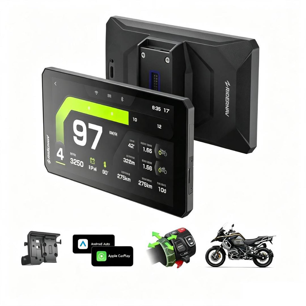 7 Zoll Motorrad Smart Display R7M mit Wireless CarPlay Android Auto GPS 1200 Nit IP69K