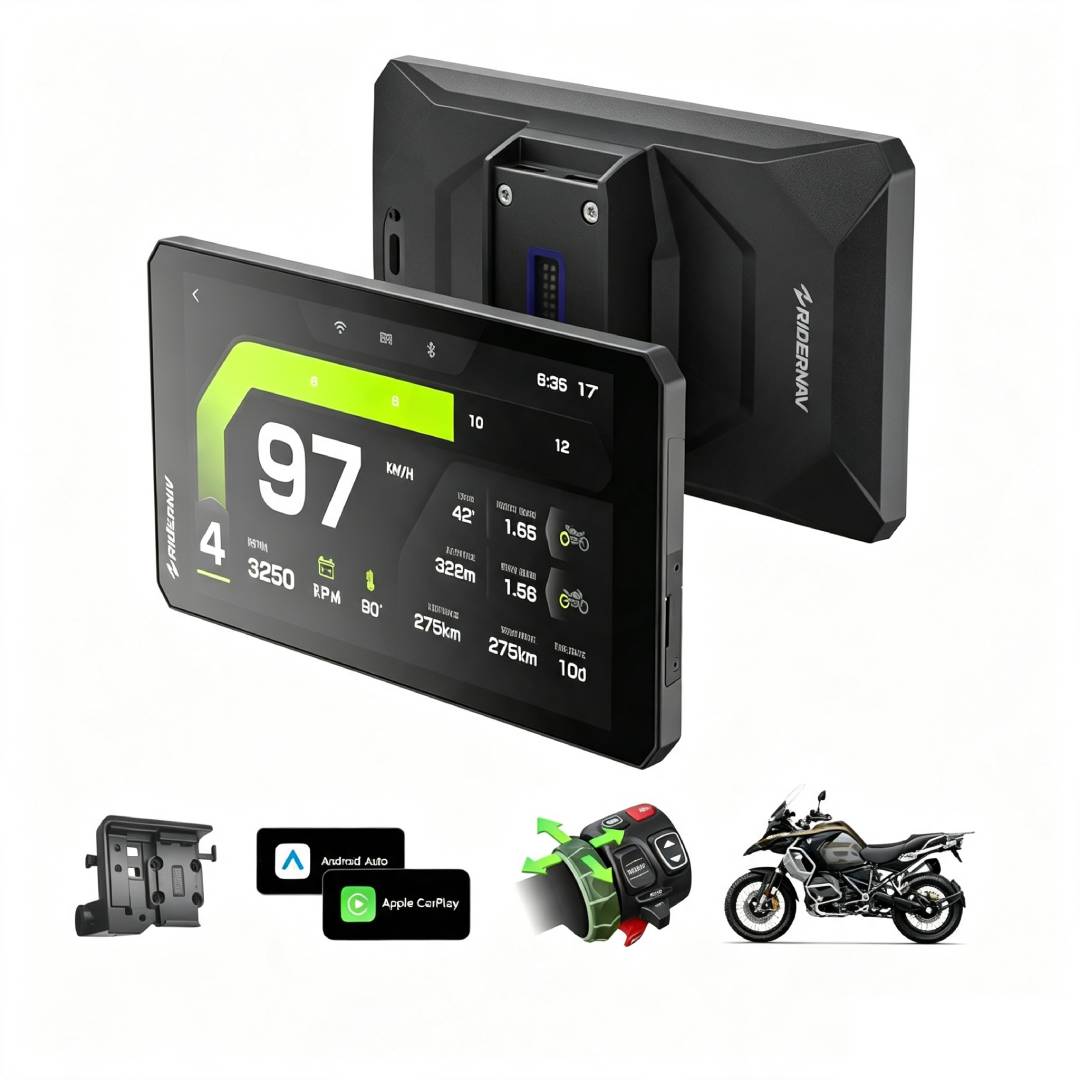 7 Zoll Motorrad Smart Display R7M mit Wireless CarPlay Android Auto GPS 1200 Nit IP69K