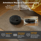 Saugroboter mit Wischfunktion QV 35A 8000 Pa 10 mm Mopp-Anhebung LiDAR-Navigation Anti-Tangle-Bürste All-in-One-Dock App-Steuerung