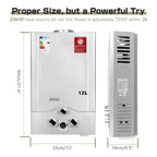 Gasdurchlauferhitzer 12 l/min 24 kW HR158DE LPG mit 0,2 bar Startwasserdruck für Propan und Butan