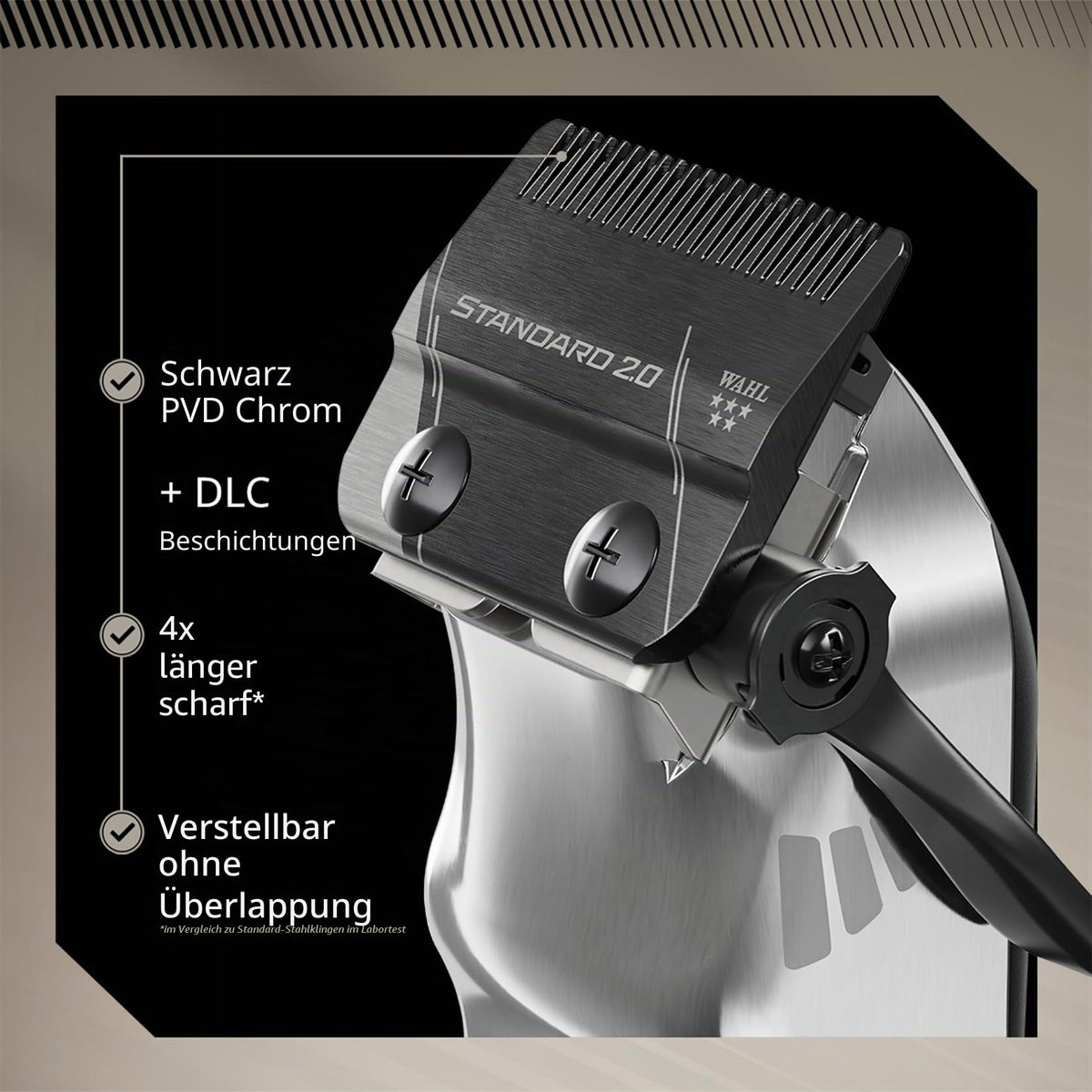 Kabelloser Haarschneider Senior 2.0 8000 U/min DLC-Klinge 0,5-1,2 mm mit 7 Aufsteckkämmen