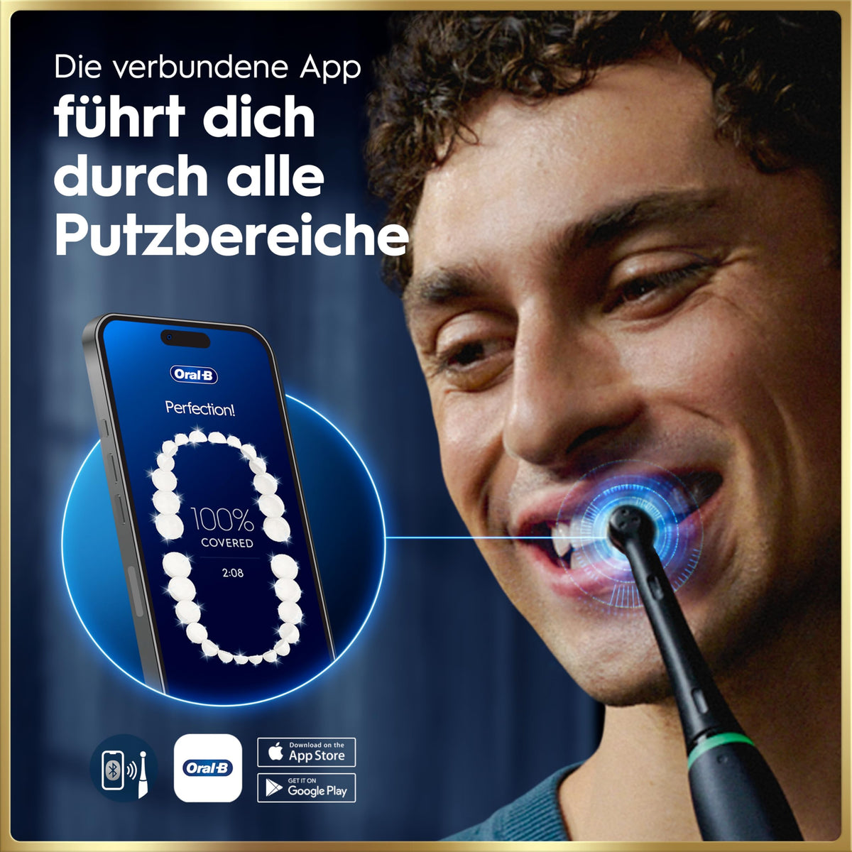 Elektrische Zahnbürste iO Series 9 7 Putzmodi runder Bürstenkopf App Andruckkontrolle 3 Aufsteckbürsten Lade-Reise-Etui