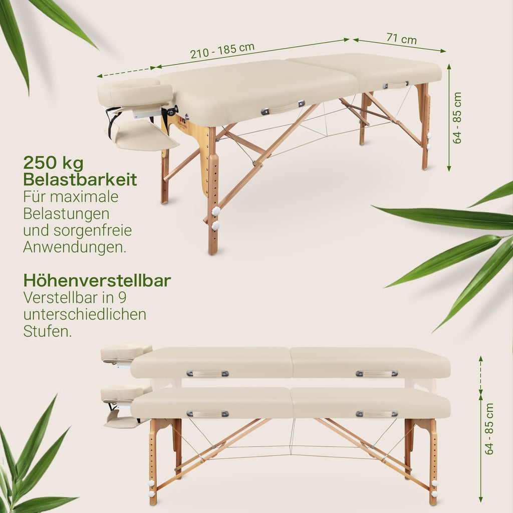 MA-CF-001 Massageliege klappbar höhenverstellbar 71 cm Holz 250 kg Belastbarkeit