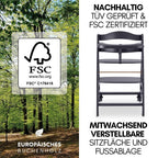 Beta+ Hochstuhl Newborn Set mit Deluxe Bouncer Holz Kinderhochstuhl ab Geburt maximale Belastung 90 kg mit Essbrett und Sitzkissen