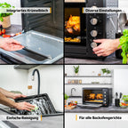 Minibackofen FA-5047 60 l 2000 W bis 230 °C 6 Heizmodi 60-Minuten-Timer Backblech Grillrost Drehspieß