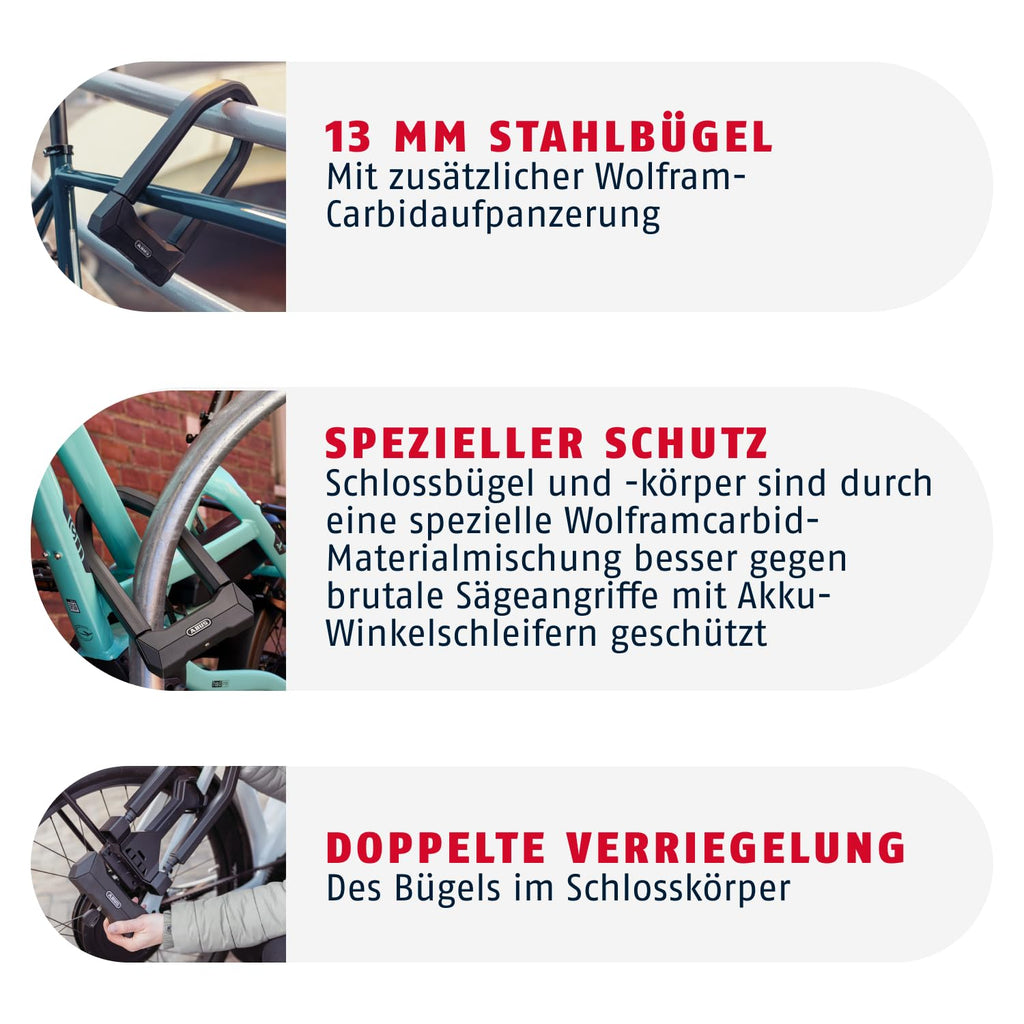 Bügelschloss Granit Super Extreme 2500/165HB230 für Fahrrad und E-Bike Sicherheitslevel 15 gehärteter Stahl 20 mm inkl. Halterung