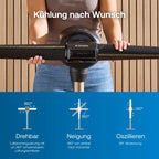 Flügelloser Standventilator FlexBlade 48 W mit 5 Stufen 36 dB 180° Luftauslässen 90° Oszillation 10-Stunden-Timer und Fernbedienung