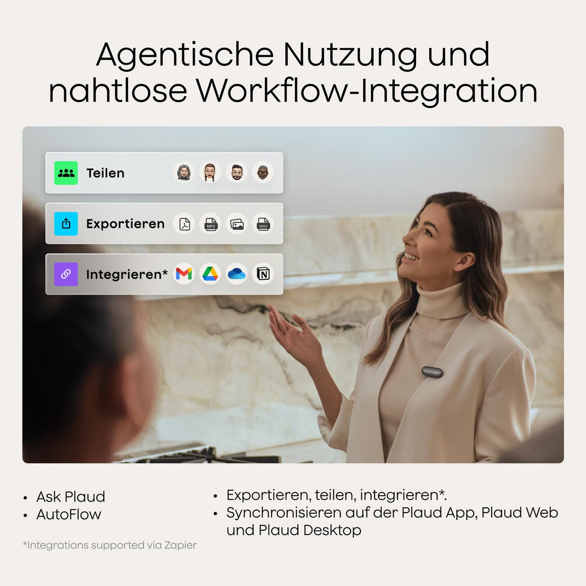 KI-Diktiergerät NotePin S mit Aufnahmetaste 64 GB 20 Stunden Aufnahme 4 Tragemodi Transkription und Zusammenfassungen