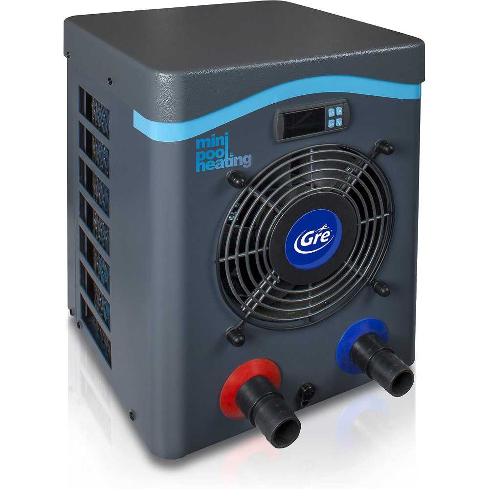 Pool Wärmepumpe Mini HPM20 Heizsystem für Aufstellpools bis 20 m³ 230V kompakte Poolheizung für Holz und Stahlrahmen Pools Grau
