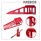 Auffahrrampen mit hydraulischem Wagenheber 2 t höhenverstellbar 290–375 mm Reifenbreite bis 257 mm Stahlkonstruktion