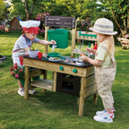 Outdoor Spielküche E3193 aus Kiefernholz für Kinder ab 3 Jahren mit Herd Backofen Spüle Wassertank und Küchenzubehör