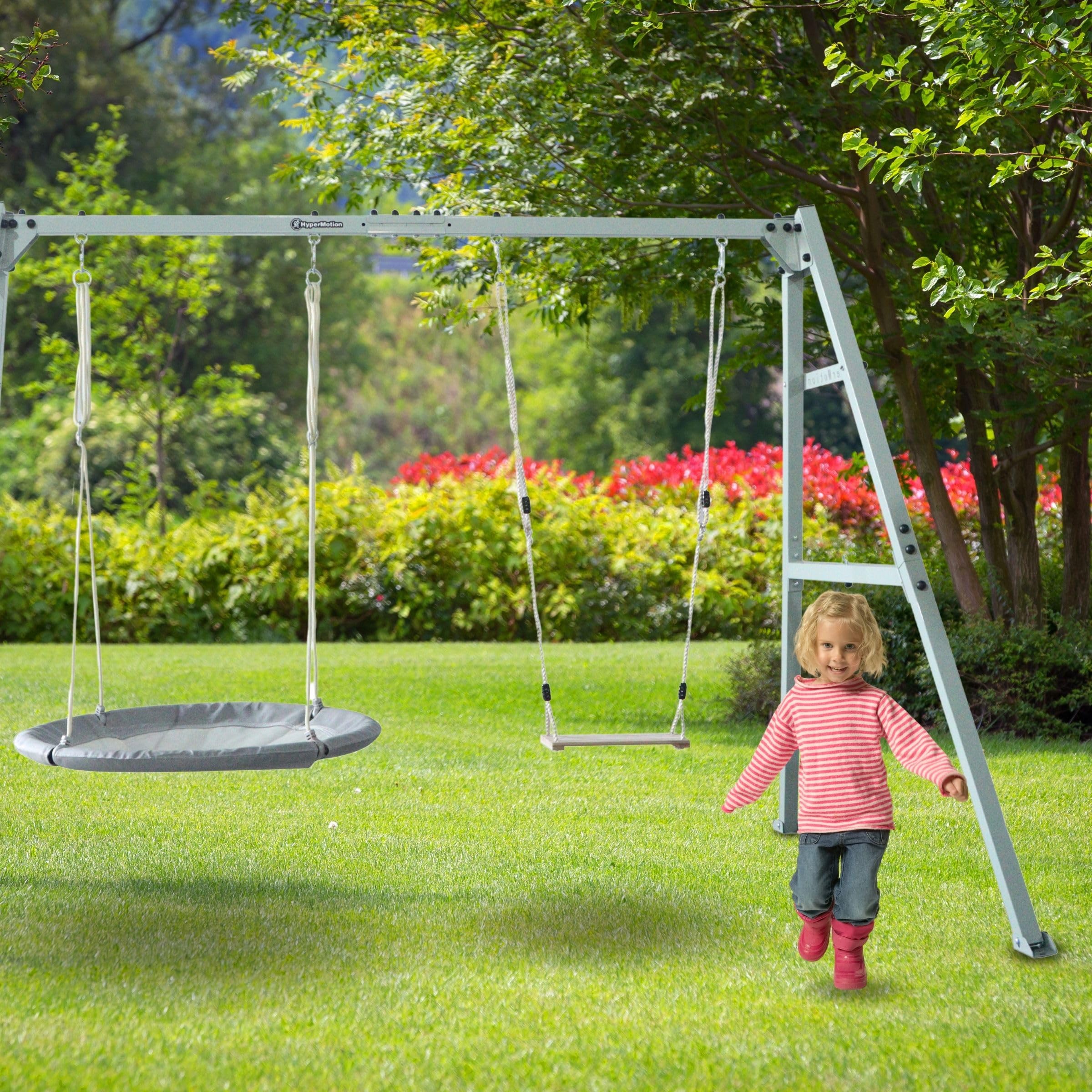 Doppelschaukel ZEST SWING HYP2014 mit Stahlgestell bis 180 kg mit Schaukel Storchennest und Hängematte