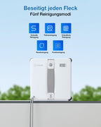 Fensterputzroboter WINBOT Mini 2 215 mm breit 55 mm dünn 4-Ecken-Bürsten 10 μm Ultraschallnebel 6 Reinigungsmodi App-Steuerung