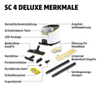 Dampfreiniger SC 4 Deluxe 4 bar 3 Min Aufheizzeit 1,8 l Tank 2200 W EasyFix Bodenreinigungsset mit Düsen