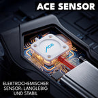 Alkoholtester ACE X mit elektrochemischem Sensor 0,05 Promille Abweichung 6 Mundstücke Transporttasche und 2 AAA-Batterien